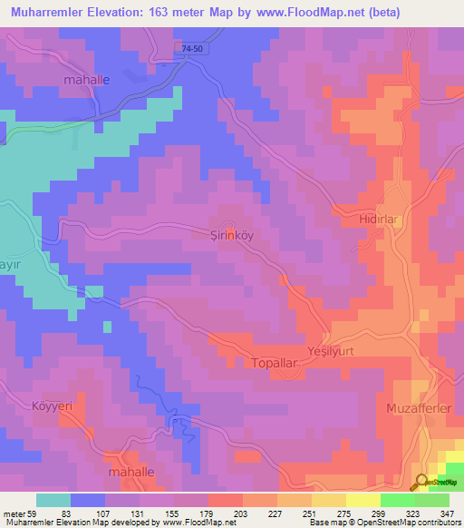 Muharremler,Turkey Elevation Map