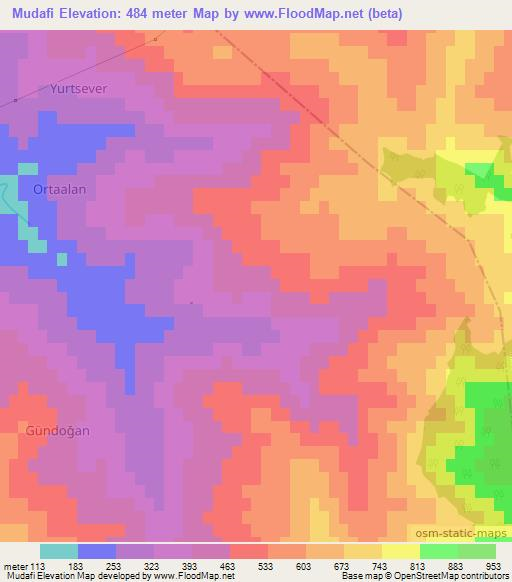 Mudafi,Turkey Elevation Map