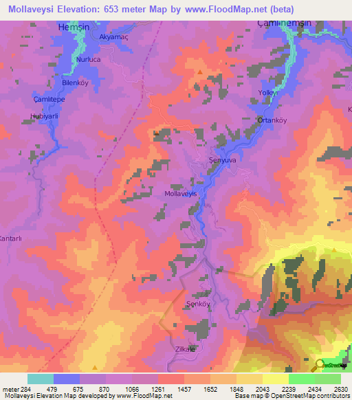 Mollaveysi,Turkey Elevation Map