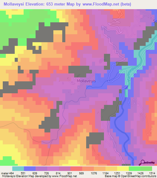 Mollaveysi,Turkey Elevation Map