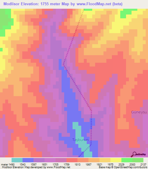 Modlisor,Turkey Elevation Map