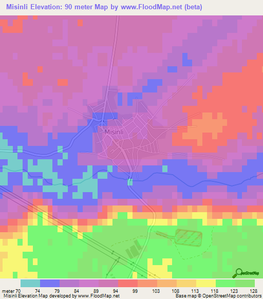 Misinli,Turkey Elevation Map