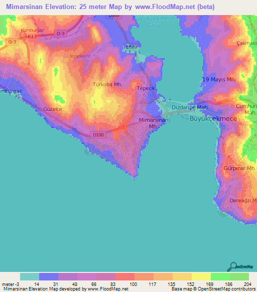 Mimarsinan,Turkey Elevation Map