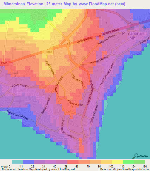 Mimarsinan,Turkey Elevation Map