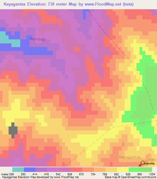 Kayagantas,Turkey Elevation Map