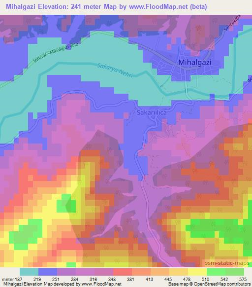 Mihalgazi,Turkey Elevation Map