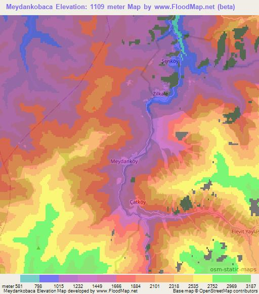 Meydankobaca,Turkey Elevation Map