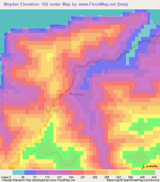 Meydan,Turkey Elevation Map