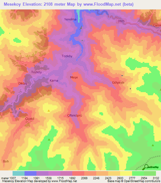 Mesekoy,Turkey Elevation Map