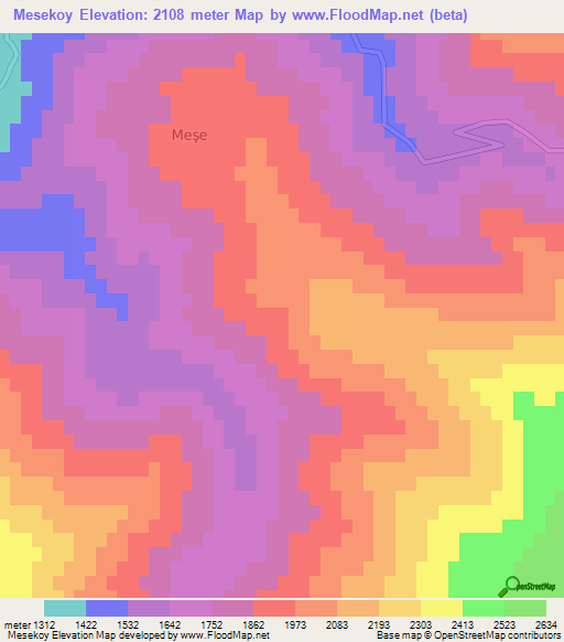 Mesekoy,Turkey Elevation Map