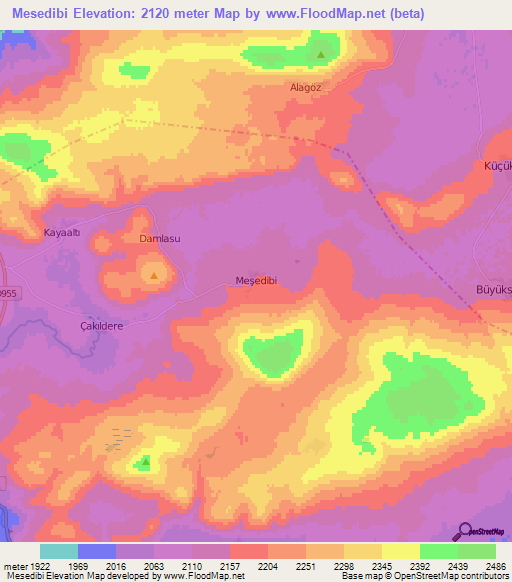 Mesedibi,Turkey Elevation Map