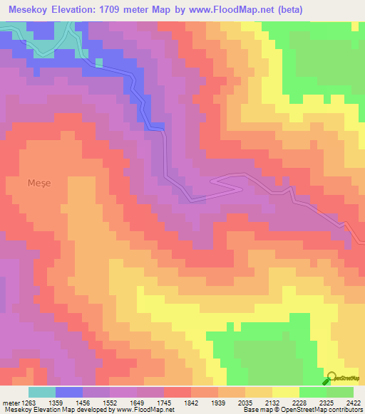 Mesekoy,Turkey Elevation Map