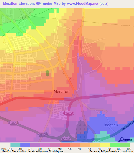 Merzifon,Turkey Elevation Map