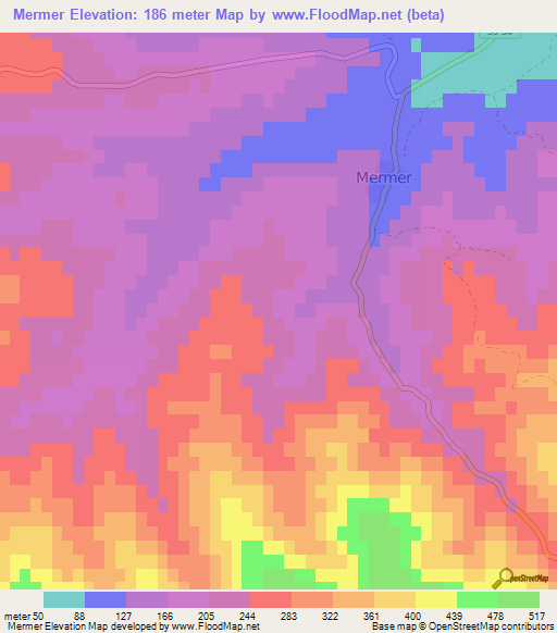 Mermer,Turkey Elevation Map