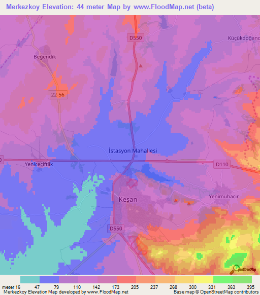 Merkezkoy,Turkey Elevation Map