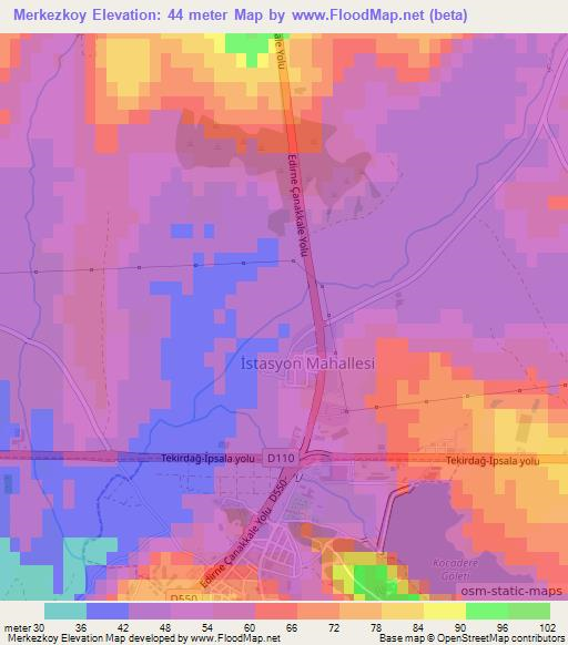 Merkezkoy,Turkey Elevation Map