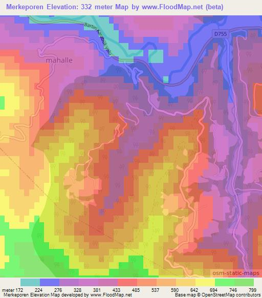 Merkeporen,Turkey Elevation Map