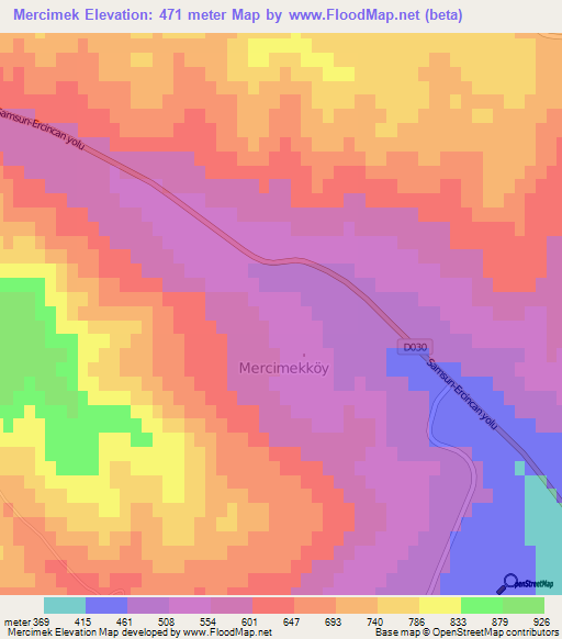 Mercimek,Turkey Elevation Map