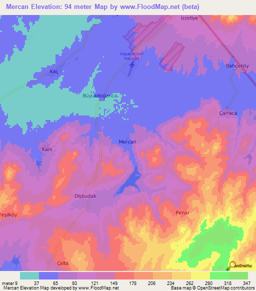 Mercan,Turkey Elevation Map