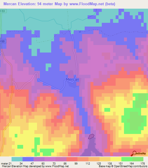 Mercan,Turkey Elevation Map