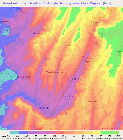 Meneksesofular,Turkey Elevation Map