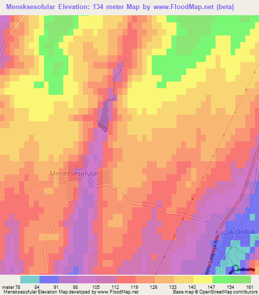 Meneksesofular,Turkey Elevation Map