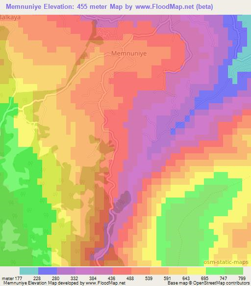 Memnuniye,Turkey Elevation Map