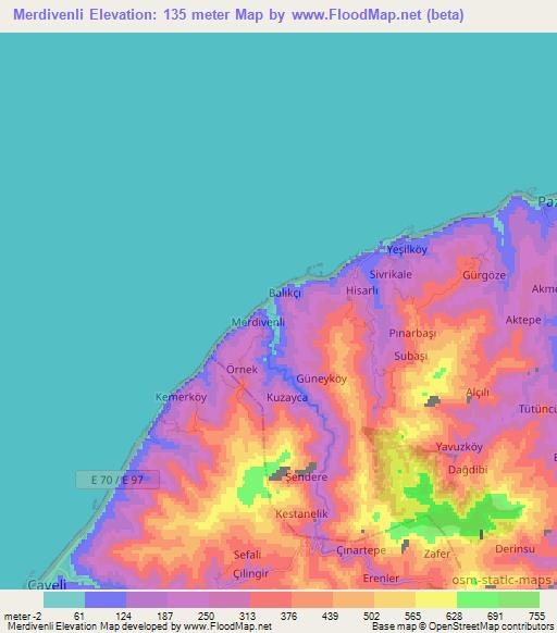 Merdivenli,Turkey Elevation Map