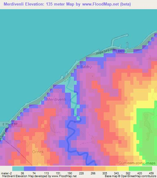 Merdivenli,Turkey Elevation Map