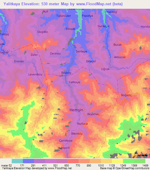 Yalitkaya,Turkey Elevation Map