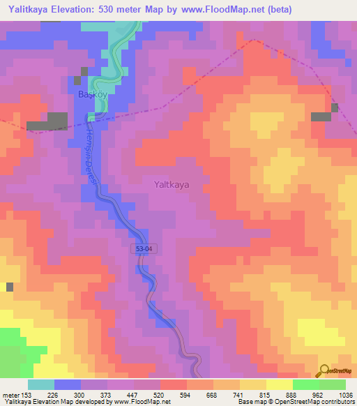 Yalitkaya,Turkey Elevation Map