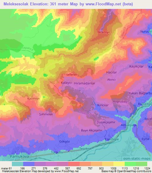 Meleksesolak,Turkey Elevation Map