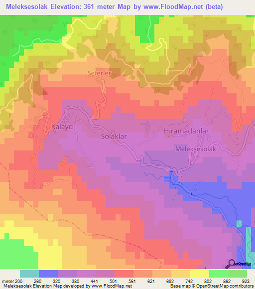 Meleksesolak,Turkey Elevation Map