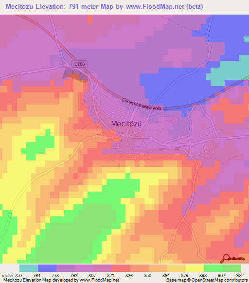 Mecitozu,Turkey Elevation Map