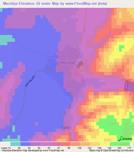 Mecidiye,Turkey Elevation Map