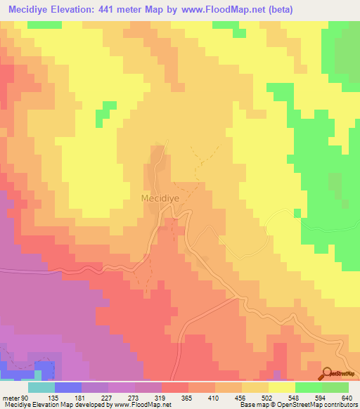 Mecidiye,Turkey Elevation Map