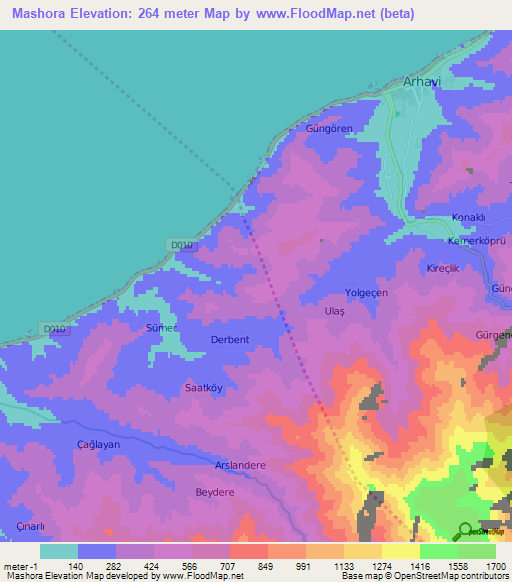 Mashora,Turkey Elevation Map