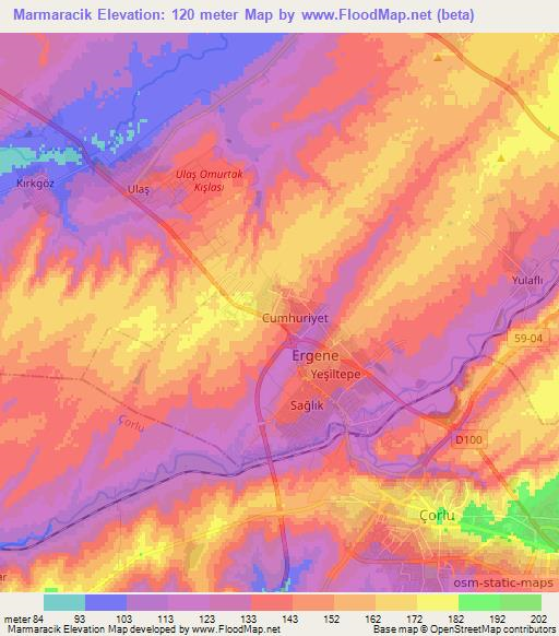 Marmaracik,Turkey Elevation Map