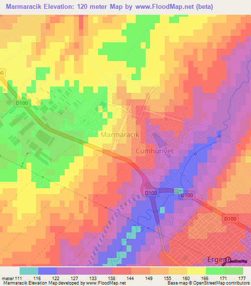 Marmaracik,Turkey Elevation Map