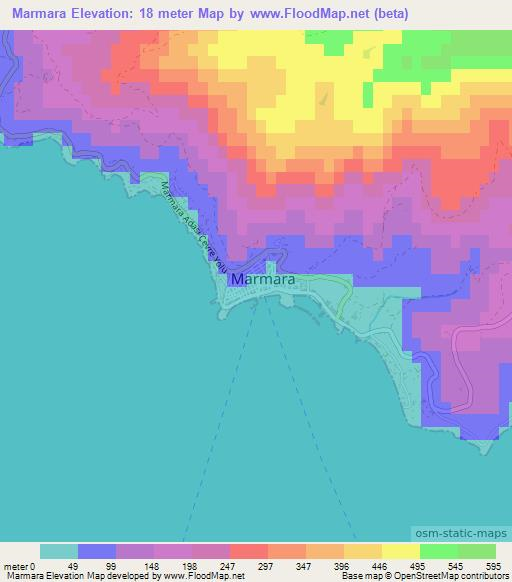 Marmara,Turkey Elevation Map