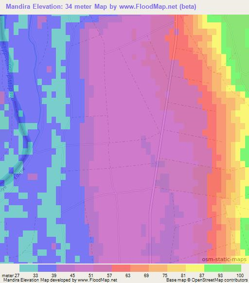 Mandira,Turkey Elevation Map