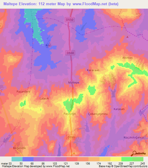 Maltepe,Turkey Elevation Map