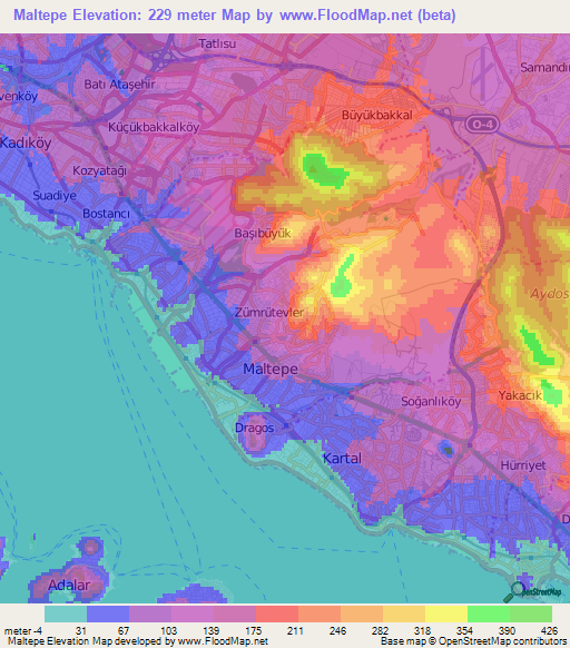 Maltepe,Turkey Elevation Map