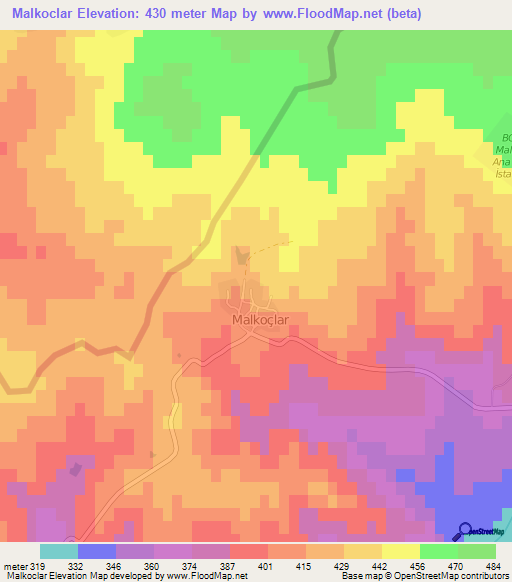 Malkoclar,Turkey Elevation Map