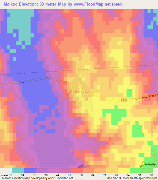 Malkoc,Turkey Elevation Map