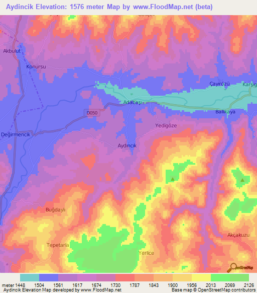 Aydincik,Turkey Elevation Map