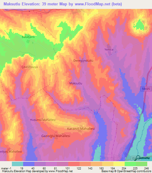 Maksutlu,Turkey Elevation Map