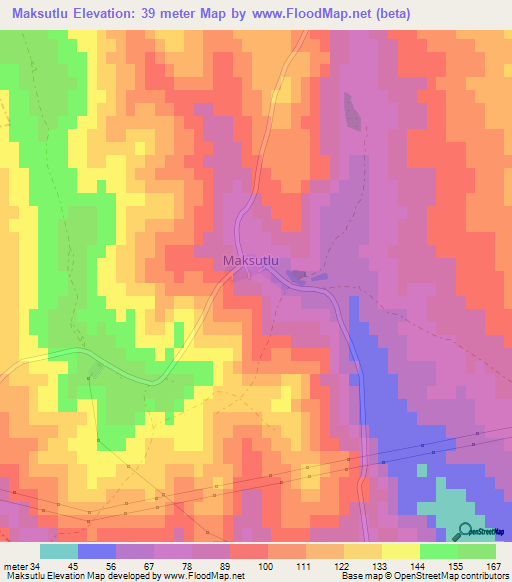 Maksutlu,Turkey Elevation Map