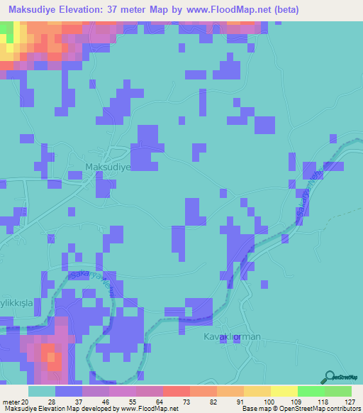 Maksudiye,Turkey Elevation Map