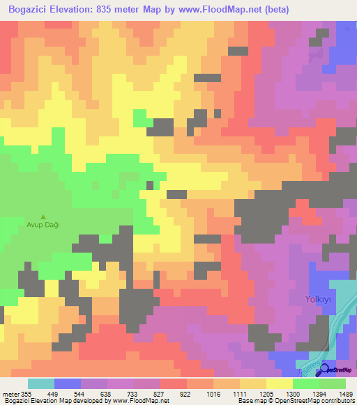 Bogazici,Turkey Elevation Map